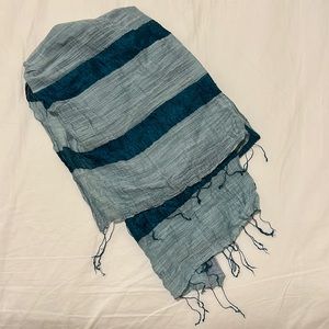 Blue Striped Silk Scarf and Wrap